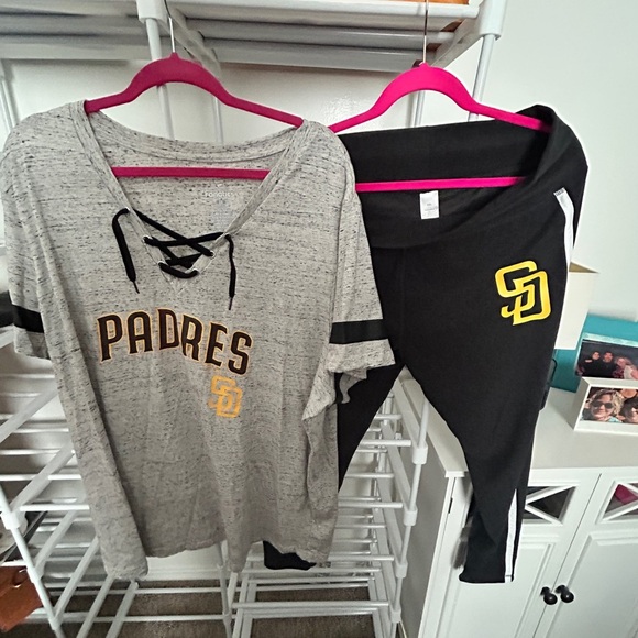 Fanatics Other - Fanatics Padres Baseball outfit! Gray and Black Top with black Leggings NWOT.